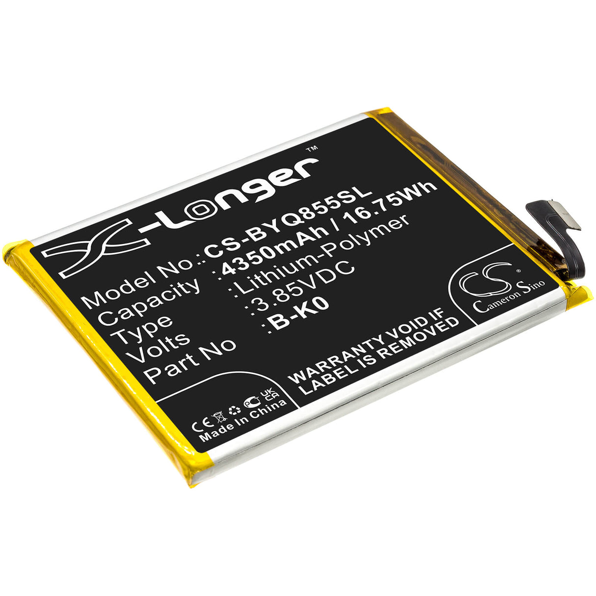 3.85V, Li-Polymer, 4350mAh, SmartPhone battery fits Vivo, B-k0, Iqoo Neo 855, V1936, 16.75Wh Mobile, SmartPhone Cameron Sino Technology Limited (Smartphone)