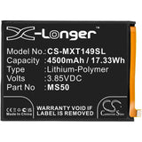 3.85V, Li-Polymer, 4500mAh, SmartPhone battery fits Motorola, Ms50, Moto G50 5g, Moto G50 5g 2021, 17.33Wh Mobile, SmartPhone Cameron Sino Technology Limited (Smartphone)
