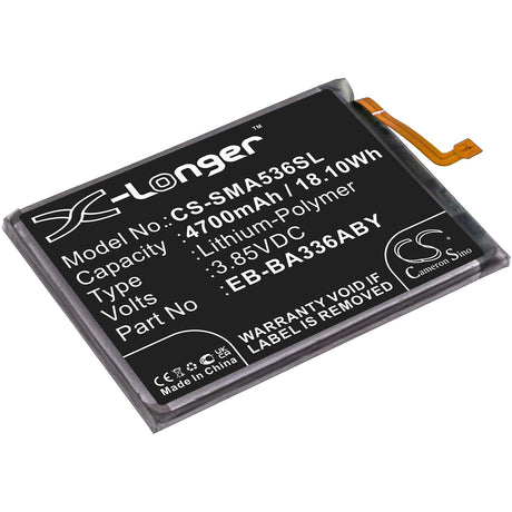 3.85V, Li-Polymer, 4700mAh, SmartPhone battery fits Samsung, Eb-ba336aby, Galaxy A33 5g, Galaxy A53 5g, 18.1Wh Mobile, SmartPhone Cameron Sino Technology Limited (Smartphone)