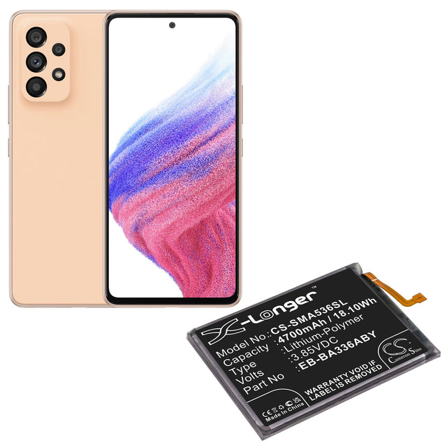 3.85V, Li-Polymer, 4700mAh, SmartPhone battery fits Samsung, Eb-ba336aby, Galaxy A33 5g, Galaxy A53 5g, 18.1Wh Mobile, SmartPhone Cameron Sino Technology Limited (Smartphone)