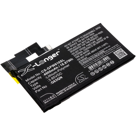 3.85V, Li-Polymer, 4900mAh, SmartPhone battery fits Google, G63qn, G8vou, Gf5kq, 18.87Wh Mobile, SmartPhone Cameron Sino Technology Limited (Smartphone)