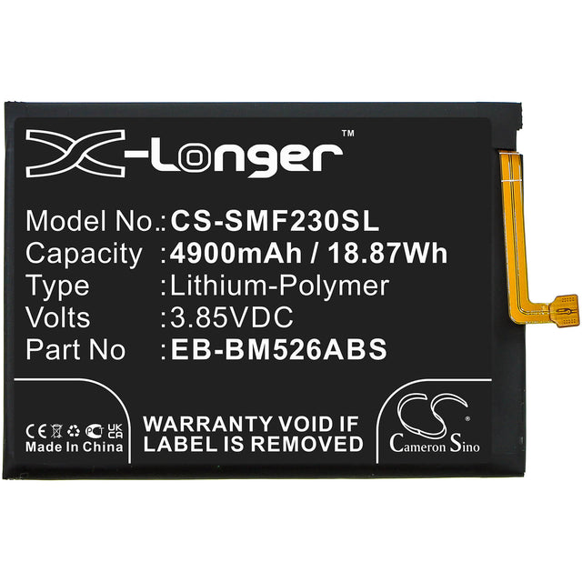 3.85V, Li-Polymer, 4900mAh, SmartPhone battery fits Samsung, Eb-bm526abs, Galaxy A23 4g, Galaxy F23 5g, 18.87Wh Mobile, SmartPhone Cameron Sino Technology Limited (Smartphone)