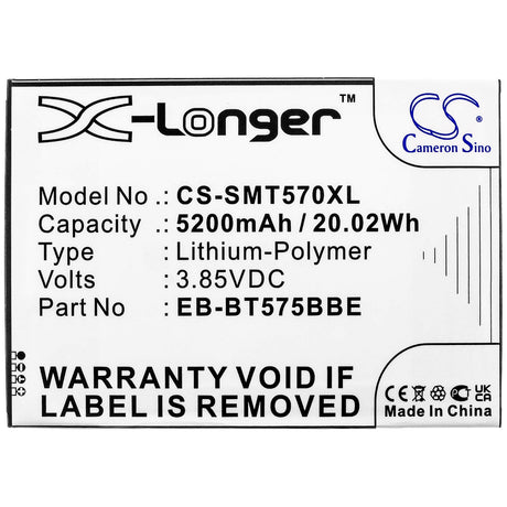 3.85V, Li-Polymer, 4900mAh, Tablet battery fits Samsung, Eb-bt575bbe, Galaxy Tab Active 3, Galaxy Tab Active 3 8.0, 18.87Wh Tablet Cameron Sino Technology Limited