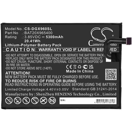 3.85v, 5300mah, Li-polymer Battery Fit's Doogee, X96, 20.41wh Batteries for Electronics Cameron Sino Technology Limited (Suspended)