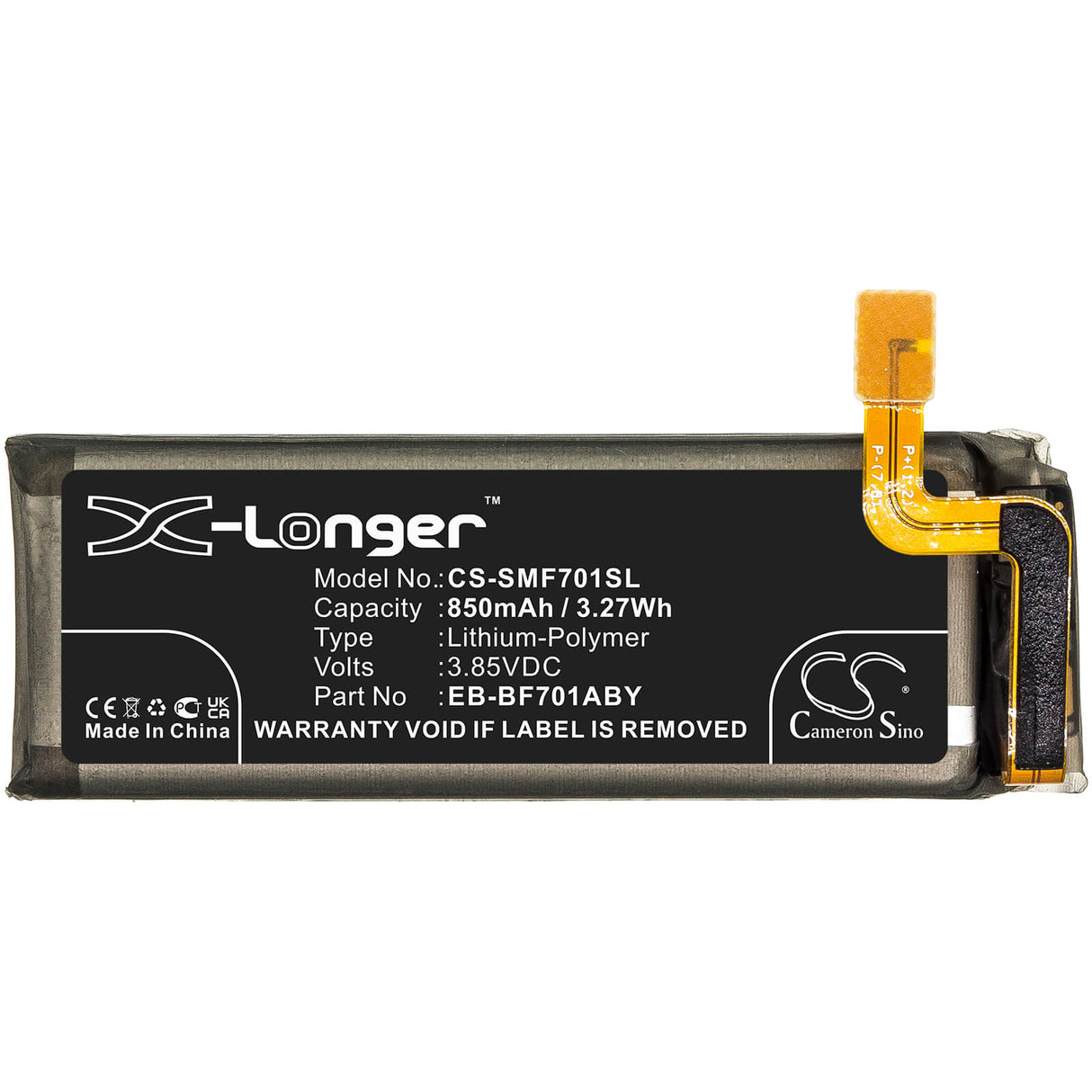 3.85V, Li-Polymer, 850mAh, SmartPhone battery fits Samsung, Eb-bf701aby, Galaxy Z Flip, Sm-f7000, 3.27Wh Mobile, SmartPhone Cameron Sino Technology Limited (Smartphone)