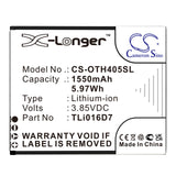 3,85V, Li-ion, 1550mAh, batterie de smartphone compatible avec Alcatel, Tli016d7, Ot-4055j, Ot-4055u, 5,97Wh Mobile, Smartphone Cameron Sino Technology Limited (Smartphone)