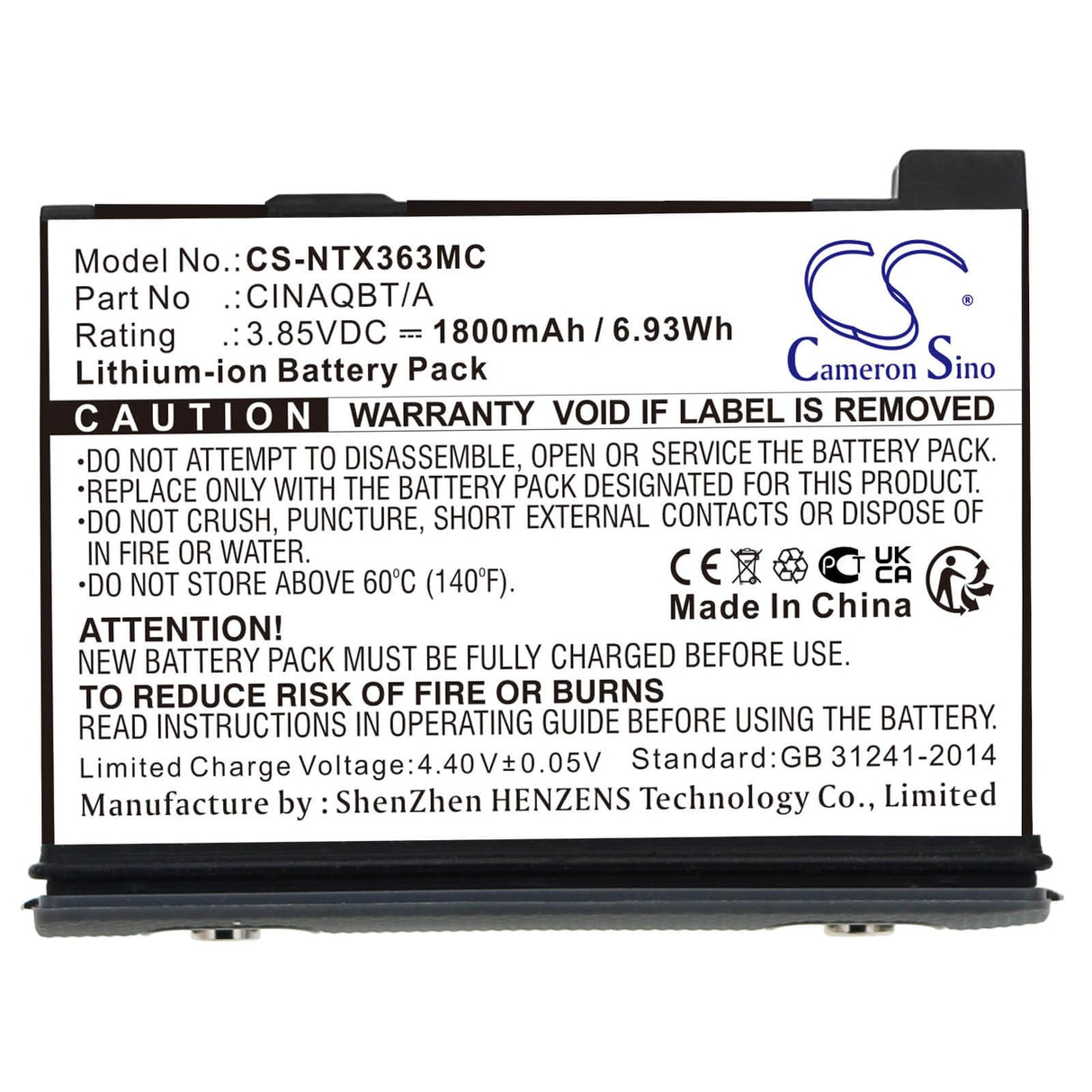 3.85V, Li-ion, 1800mAh, Camera battery fits Insta360, Cinaqbt/a, One X3, 6.93Wh Camera Cameron Sino Technology Limited (Camera)