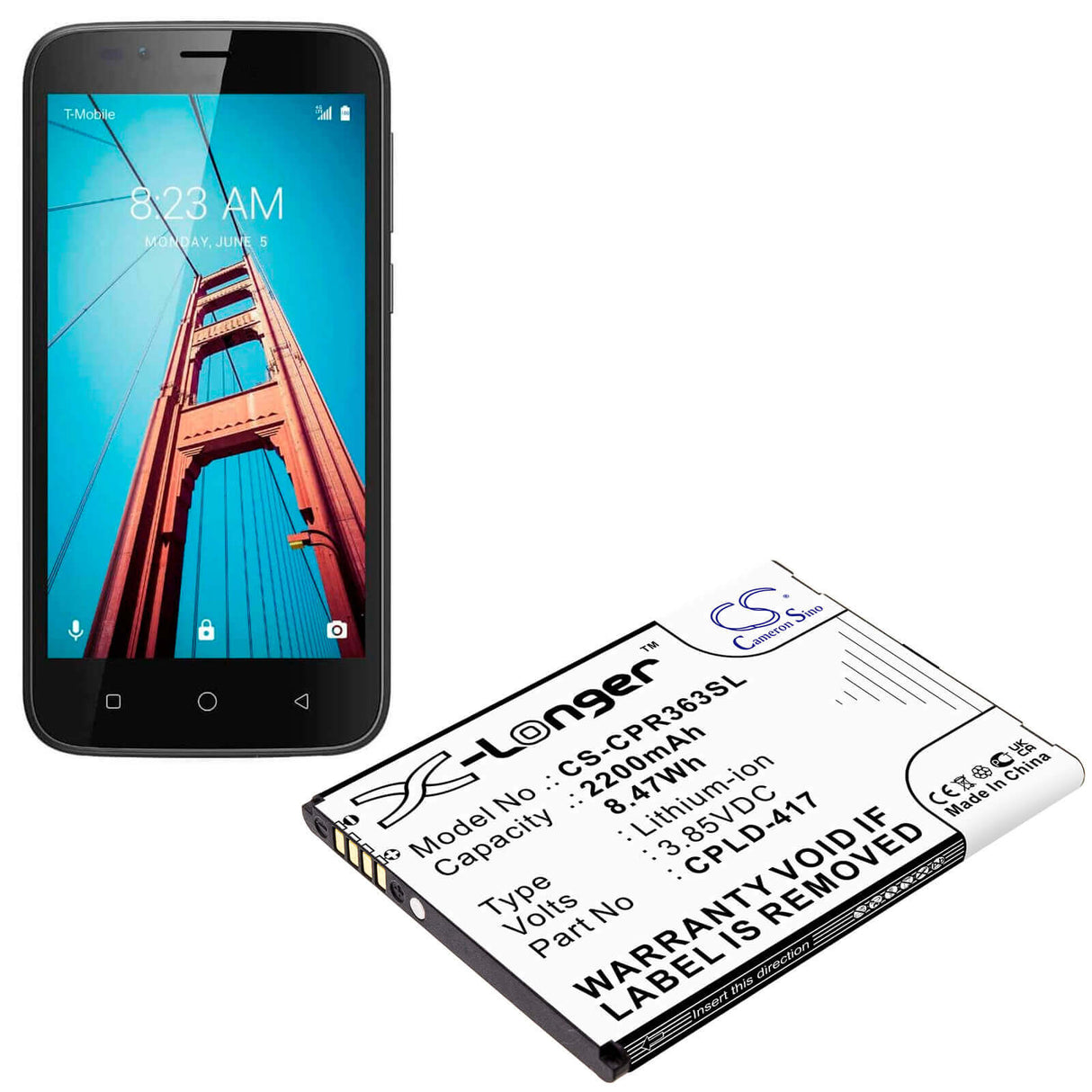 3.85V, Li-ion, 2200mAh, SmartPhone battery fits Coolpad, Cpld-417, Btr3635a, Defiant, 8.47Wh Mobile, SmartPhone Cameron Sino Technology Limited (Smartphone)