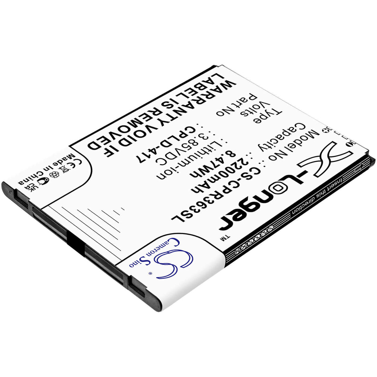 3.85V, Li-ion, 2200mAh, SmartPhone battery fits Coolpad, Cpld-417, Btr3635a, Defiant, 8.47Wh Mobile, SmartPhone Cameron Sino Technology Limited (Smartphone)