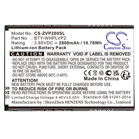 3.85V, Li-ion, 2800mAh, Hotspot battery fits Verizon, Bty-whplvp2, Lvp2, Wireless Home Phone Connect, 10.78Wh Hotspot Cameron Sino Technology Limited