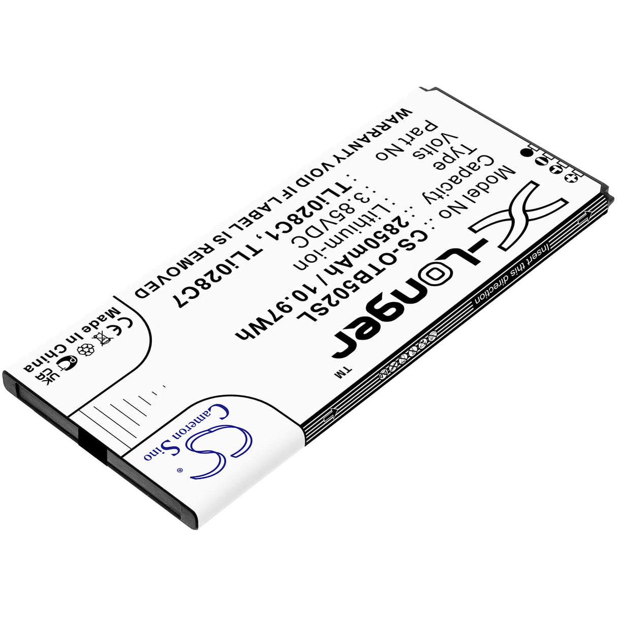 3.85V, Li-ion, 2850mAh, SmartPhone battery fits At&t, Alcatel, Tli028c1, 1b 2020, Ot-5002a, 10.97Wh Mobile, SmartPhone Cameron Sino Technology Limited (Smartphone)