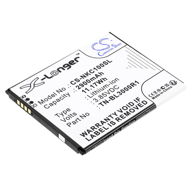 3.85V, Li-ion, 2900mAh, SmartPhone battery fits Nokia, Tn-bl3000r1, C100, C100 2022, 11.17Wh Mobile, SmartPhone Cameron Sino Technology Limited (Smartphone)