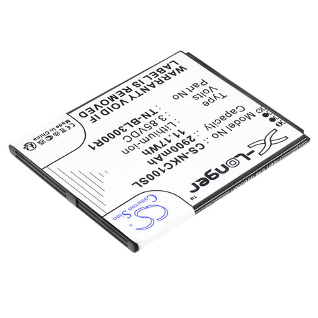 3.85V, Li-ion, 2900mAh, SmartPhone battery fits Nokia, Tn-bl3000r1, C100, C100 2022, 11.17Wh Mobile, SmartPhone Cameron Sino Technology Limited (Smartphone)