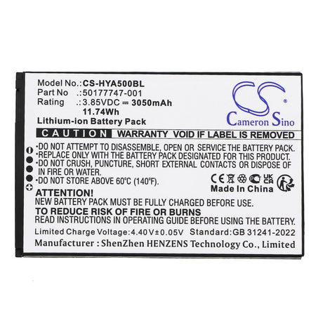 3.85V, Li-ion, 3050mAh, Barcode Scanner battery fits Honeywell, Scanpal Eda5s, 11.74Wh Barcode Scanner Cameron Sino Technology Limited