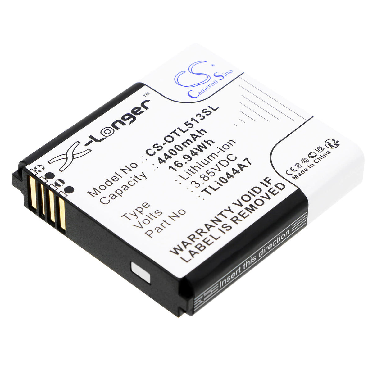 3.85V, Li-ion, 4400mAh, Hotspot battery fits Alcatel, Tli044a7, Link Zone 5g Uw, Mw513u, 16.94Wh Hotspot Cameron Sino Technology Limited