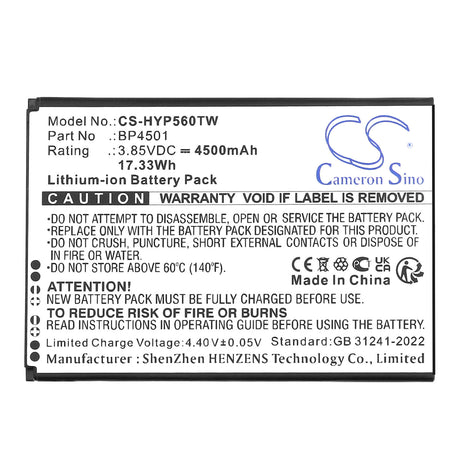 3.85V, Li-ion, 4500mAh, Two-Way Radio battery fits Hytera, Pnc460, Pnc460u, 17.33Wh Two-Way Radio Cameron Sino Technology Limited
