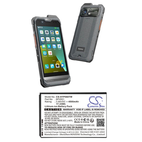 3.85V, Li-ion, 4500mAh, Two-Way Radio battery fits Hytera, Pnc460, Pnc460u, 17.33Wh Two-Way Radio Cameron Sino Technology Limited