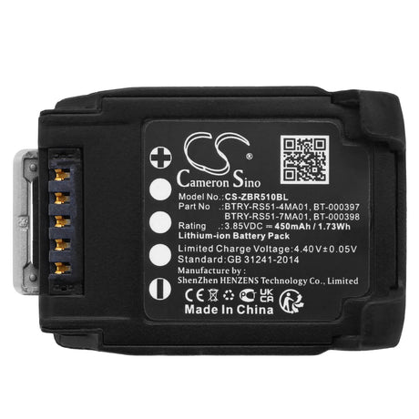 3.85v, Li-ion, 450mah, Barcode Scanner Battery Fits Zebra, Rs51, Rs5100, 1.73wh Barcode Scanner Cameron Sino Technology Limited