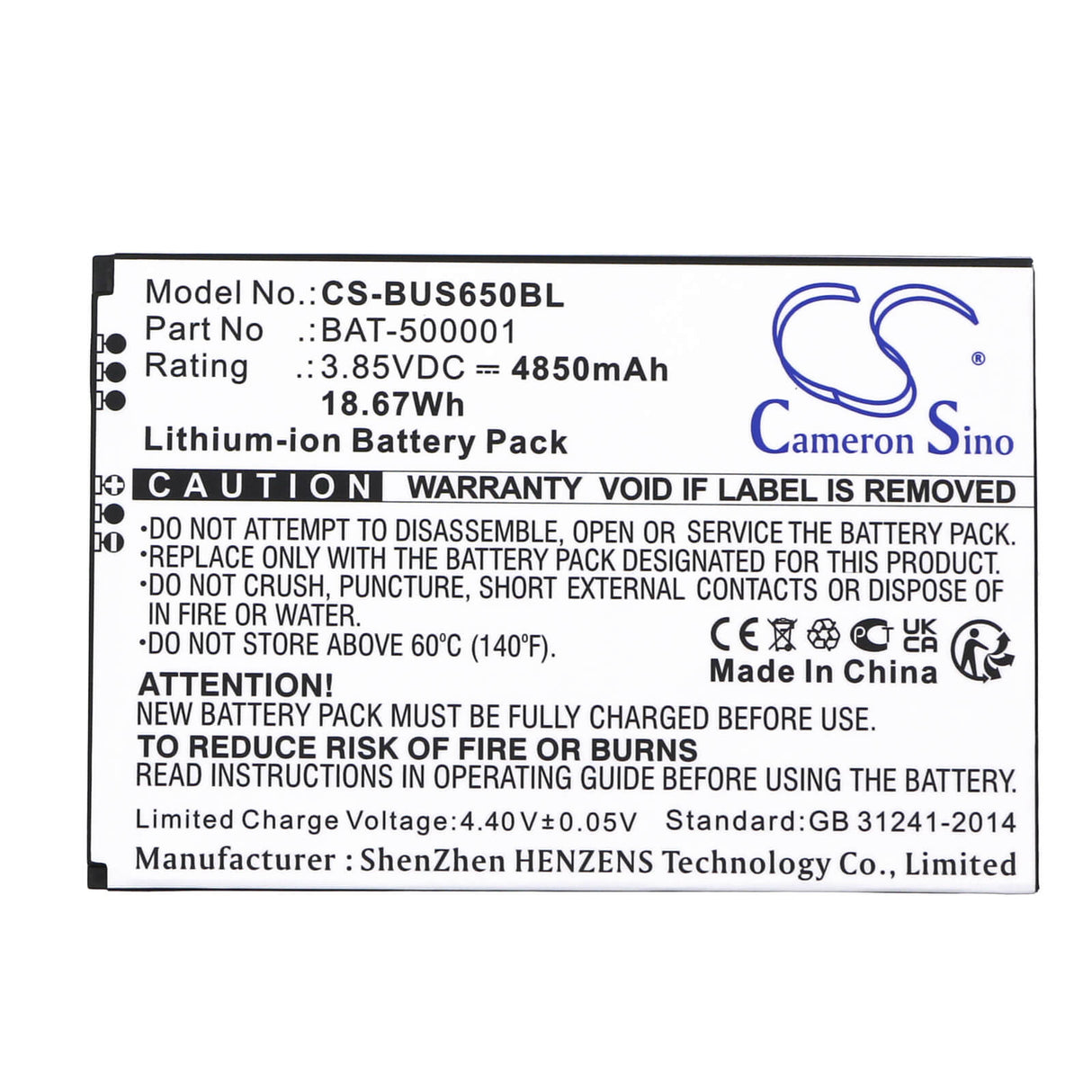 3.85v, Li-ion, 4850mah, Barcode Scanner Battery Fits Bluebird Pidion Sf6510, 18.67wh Barcode Scanner Cameron Sino Technology Limited   