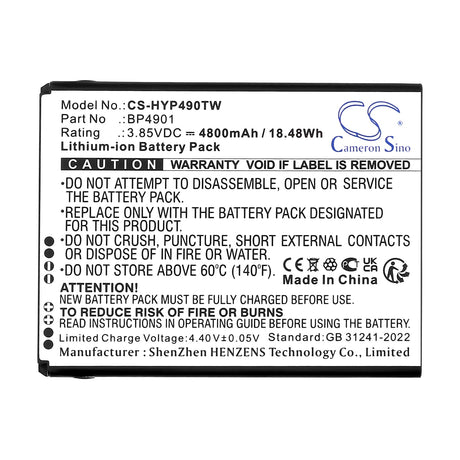 3.85V, Li-ion, 5000mAh, Two-Way Radio battery fits Hytera, Bp4901, Pnc560, 19.25Wh Two-Way Radio Cameron Sino Technology Limited