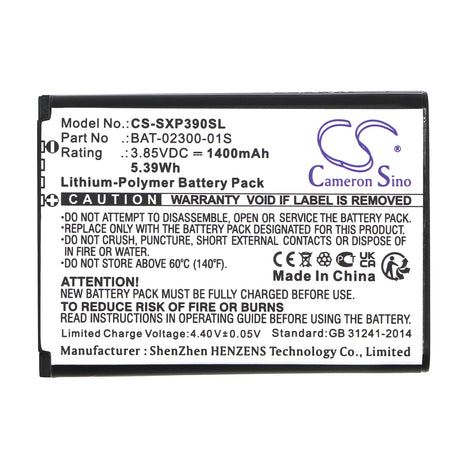 3.85V, Li-Polymer, 1400mAh, SmartPhone battery fits Sonim, Bat-02300-01s, Xp3 Plus, Xp3900, 5.39Wh Mobile, SmartPhone Cameron Sino Technology Limited (Smartphone)