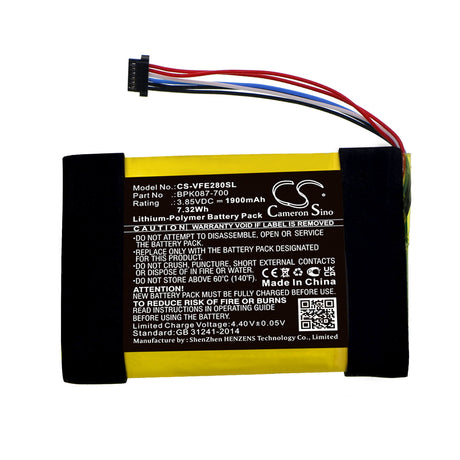 3.85V, Li-Polymer, 1900mAh, Payment Terminal battery fits Verifone, Bpk087-700, E280, M087-602-11-wwa, 7.32Wh Payment Terminal Cameron Sino Technology Limited
