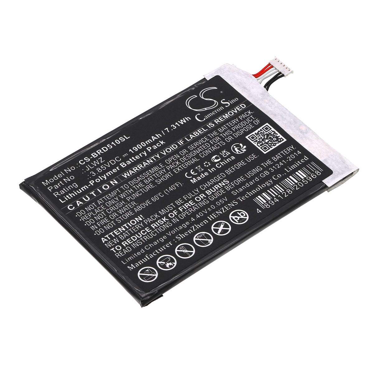 3.85V, Li-Polymer, 1900mAh, batterie de smartphone compatible avec Brondi, Jlwz, 510 S Hd, 7.32Wh Mobile, Smartphone Cameron Sino Technology Limited (Smartphone)