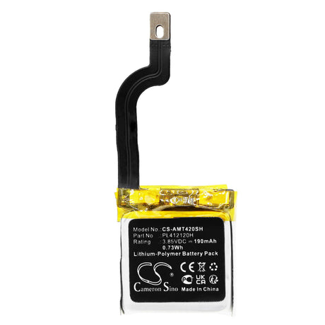 3.85V, Li-Polymer, 190mAh, Smartwatch battery fits Amazfit, Pl412120h, Gtr 42mm, 0.73Wh Smartwatch Cameron Sino Technology Limited