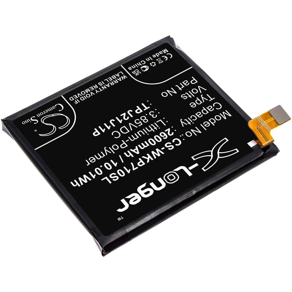 3.85V, Li-Polymer, 2600mAh, SmartPhone battery fits Wiko, Tpj21j11p, P710, Rakuten, 10.01Wh Mobile, SmartPhone Cameron Sino Technology Limited (Smartphone)