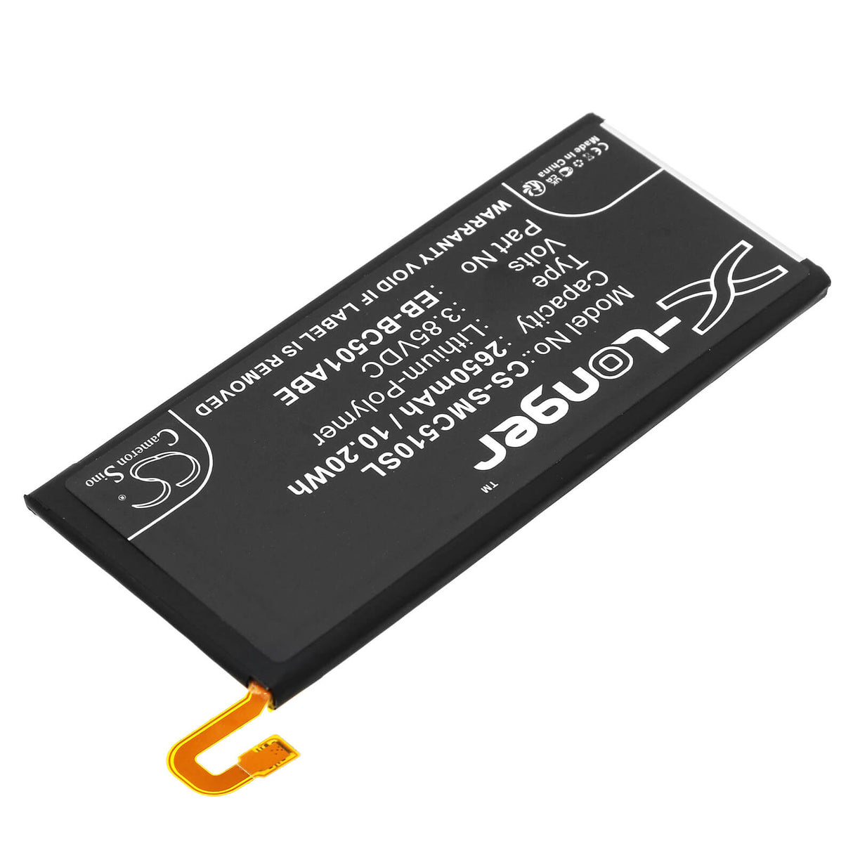 3.85V, Li-Polymer, 2650mAh, SmartPhone battery fits Samsung, Eb-bc501abe, Galaxy C5 Pro, Galaxy C5 Pro Duos, 10.2Wh Mobile, SmartPhone Cameron Sino Technology Limited (Smartphone)