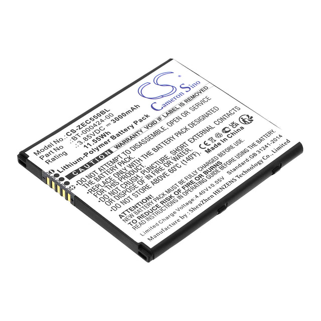 3,85v, Li-polymère, 3000mah, Batterie de Scanner de Code-Barres Compatible avec Zebra, Ec50, Ec55, 11,55wh Scanner de Code-Barres Cameron Sino Technology Limited