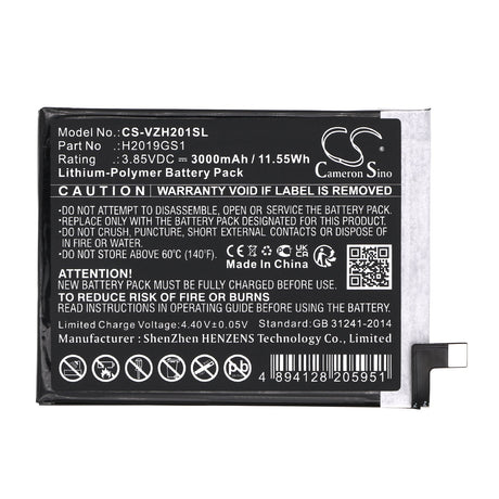 3.85V, Li-Polymer, 3000mAh, SmartPhone battery fits Verizon, H2019gs1, H2019gs1, Hot Pepper Ghost, 11.55Wh Mobile, SmartPhone Cameron Sino Technology Limited (Smartphone)
