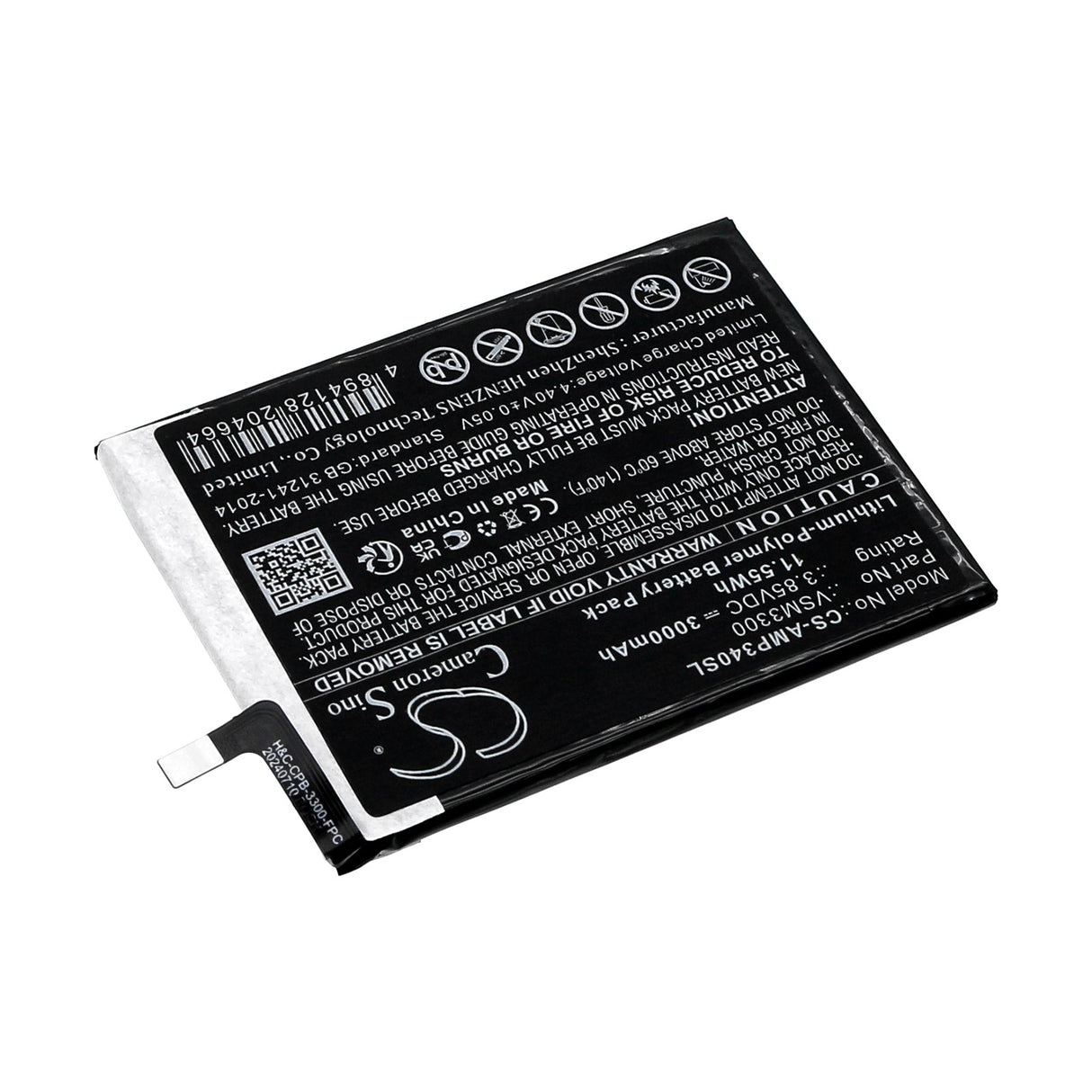 3.85V, Li-Polymer, 3000mAh, SmartPhone battery fits At&t, Cricket, Vsm3300, Fusion Z, Maestro Plus, 11.55Wh Mobile, SmartPhone Cameron Sino Technology Limited (Smartphone)