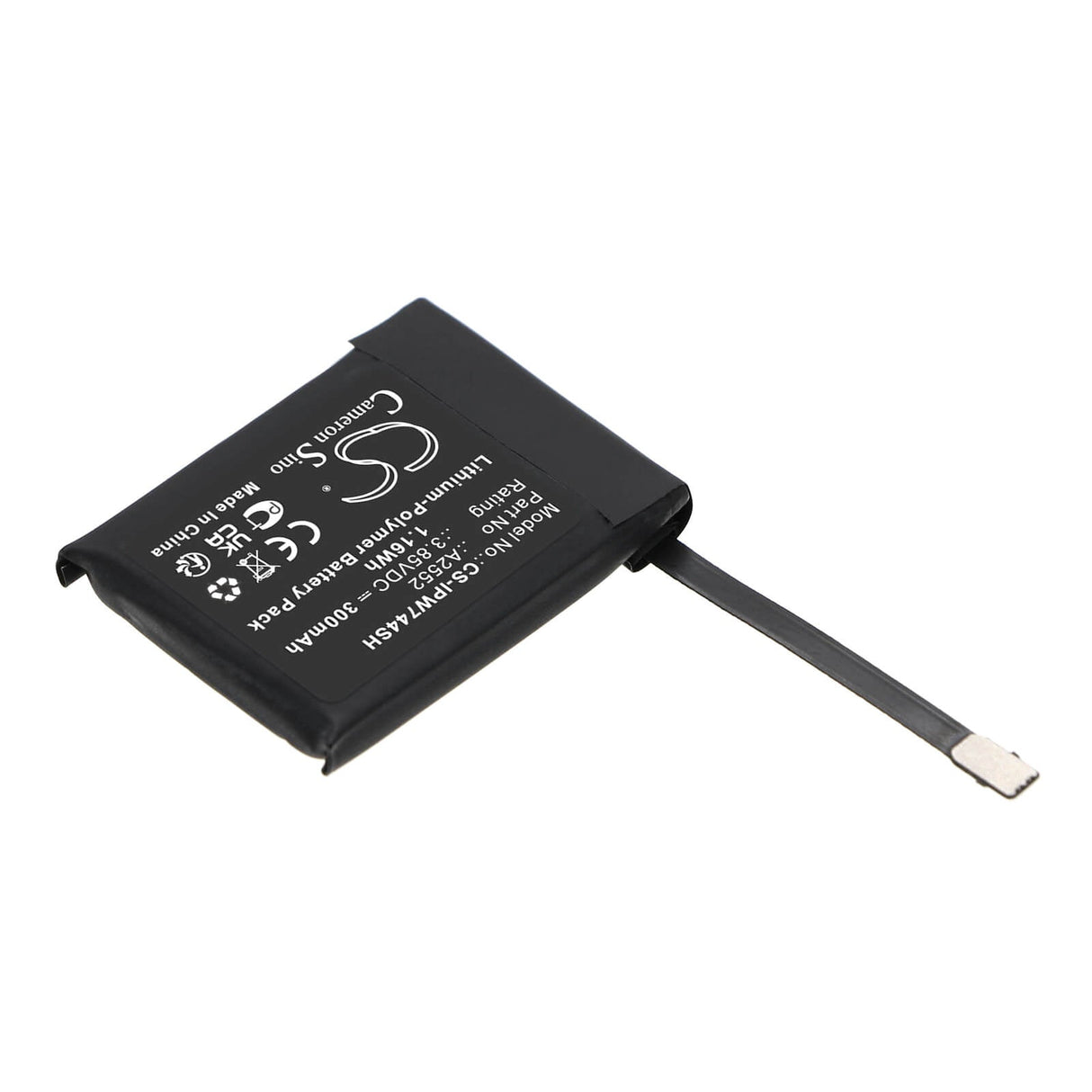 3.85V, Li-Polymer, 300mAh, Smartwatch battery fits Apple, A2552, Watch Series S7 45mm, 1.16Wh Smartwatch Cameron Sino Technology Limited