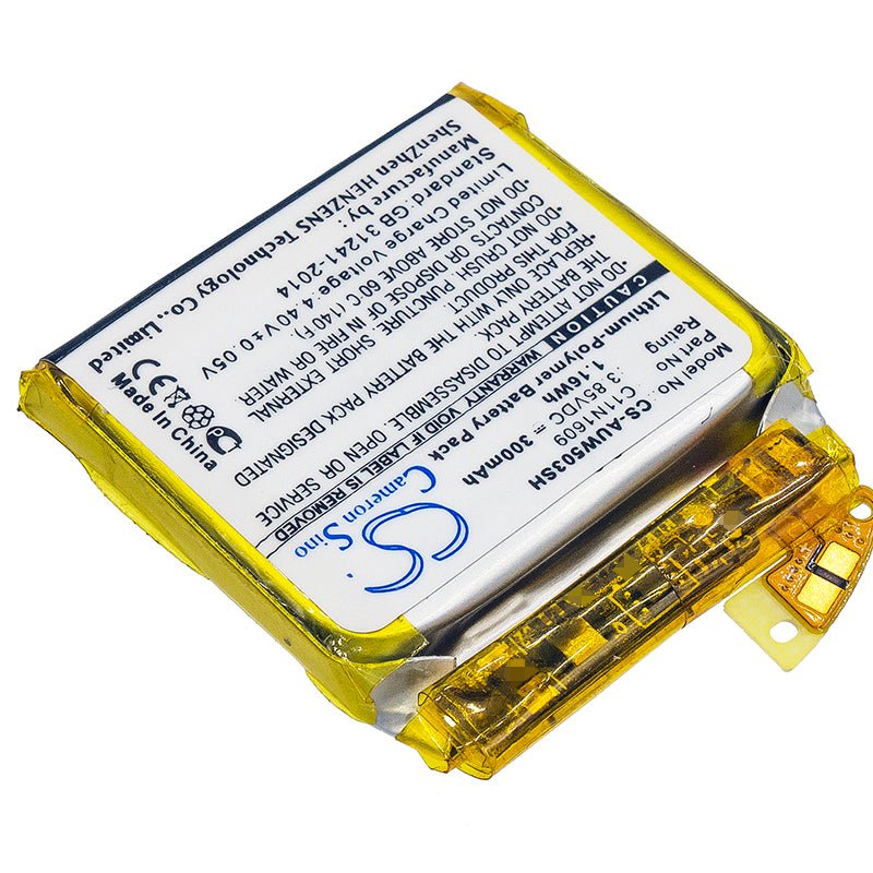 3.85V, Li-Polymer, 300mAh, Smartwatch battery fits Asus, Wi503q, Zenwatch 3, 1.16Wh Smartwatch Cameron Sino Technology Limited