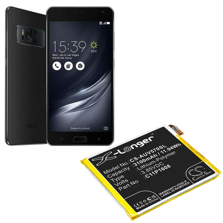 3.85V, Li-Polymer, 3100mAh, SmartPhone battery fits Asus, C11p1608, A002a, V570kl, 11.94Wh Mobile, SmartPhone Cameron Sino Technology Limited (Smartphone)