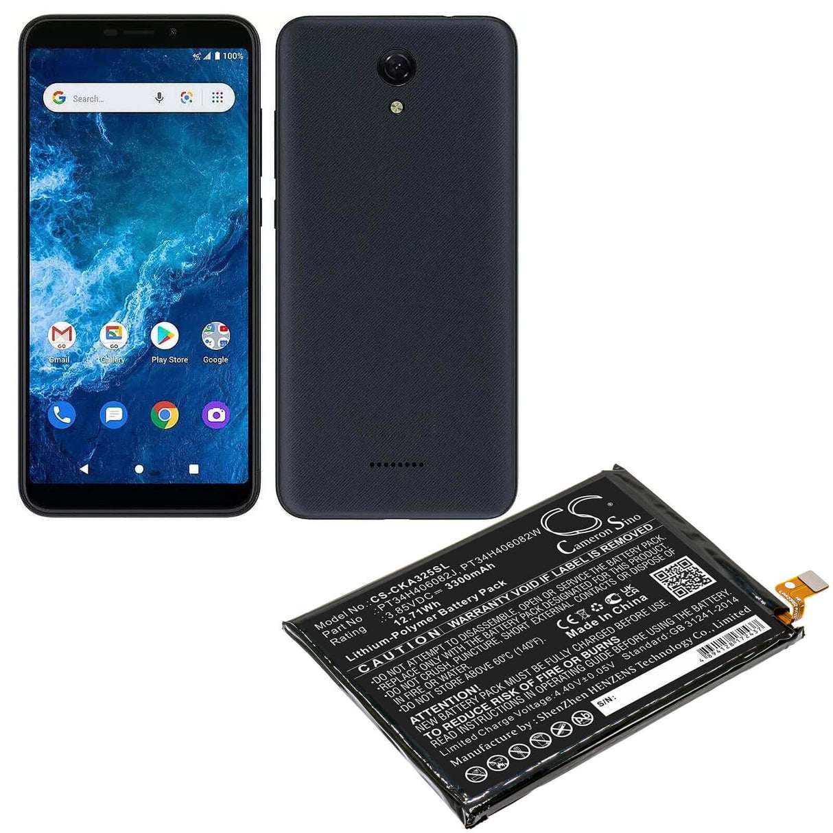 3.85V, Li-Polymer, 3300mAh, SmartPhone battery fits Blu, Cricket, Wiko, Pt34h406082j, B140dl, View 3, 12.71Wh Mobile, SmartPhone Cameron Sino Technology Limited (Smartphone)