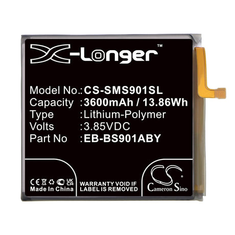 3.85V, Li-Polymer, 3600mAh, SmartPhone battery fits Samsung, Eb-bs901aby, Galaxy S22 5g, Sm-s9010, 13.86Wh Mobile, SmartPhone Cameron Sino Technology Limited (Smartphone)