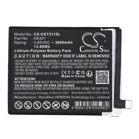 3.85V, Li-Polymer, 3600mAh, SmartPhone battery fits Cricket, He401, Ec211002, Ec211003, 13.86Wh Mobile, SmartPhone Cameron Sino Technology Limited (Smartphone)