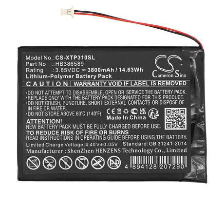 3.85V, Li-Polymer, 3800mAh Diagnostic Scanner Battery fits Xtool, Autopropad Lite, Autopropad Lite Version Auto K, 14.63Wh Diagnostic Scanner Cameron Sino Technology Limited