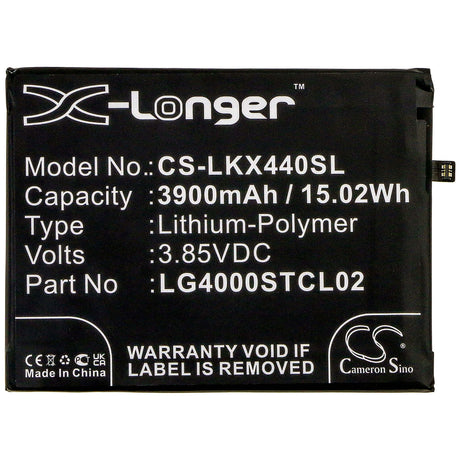 3.85V, Li-Polymer, 3900mAh, SmartPhone battery fits Lg, Lg4000stcl02, Lmx440im, W30 2019, 15.02Wh Mobile, SmartPhone Cameron Sino Technology Limited (Smartphone)