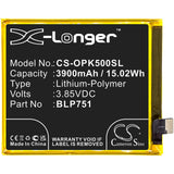 3.85V, Li-Polymer, 3900mAh, SmartPhone battery fits Oppo, Blp751, K5, Pcnm00, 15.02Wh Mobile, SmartPhone Cameron Sino Technology Limited (Smartphone)