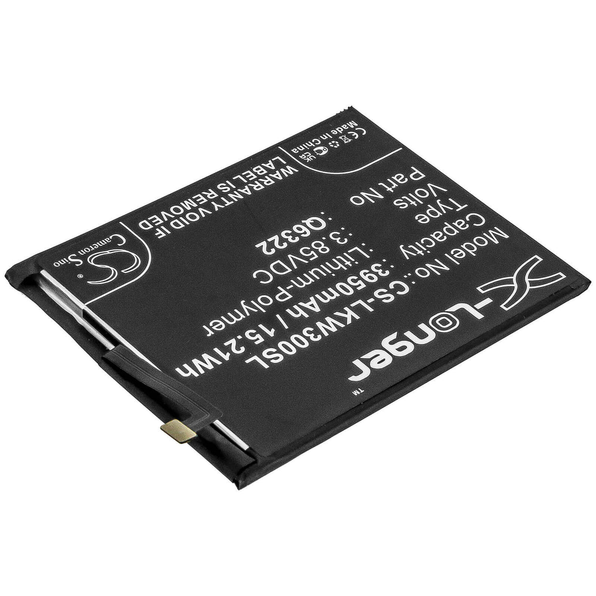 3.85V, Li-Polymer, 3950mAh, SmartPhone battery fits Lg, Q6322, W30, 15.21Wh Mobile, SmartPhone Cameron Sino Technology Limited (Smartphone)