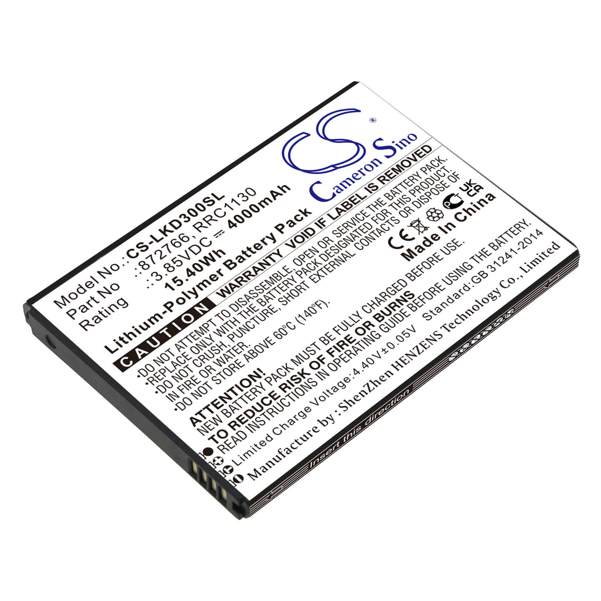 3.85V, Li-Polymer, 4000mAh, Equipment battery fits Fischer, Leica, 1008303, 1007334, Dmp-10-40, 15.4Wh Equipment, Survey, Test Cameron Sino Technology Limited