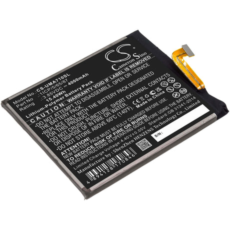 3.85V, Li-Polymer, 4000mAh, SmartPhone battery fits Umi, 1icp/5/65/87, Umidigi A7 Pro, 15.4Wh Mobile, SmartPhone Cameron Sino Technology Limited (Smartphone)