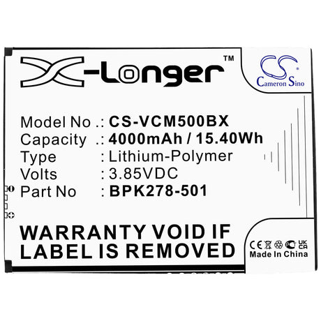 3.85V, Li-Polymer, 4000mAh, Payment Terminal battery fits Verifone, Bpk278-501, Cm5, 15.40Wh Payment Terminal Cameron Sino Technology Limited