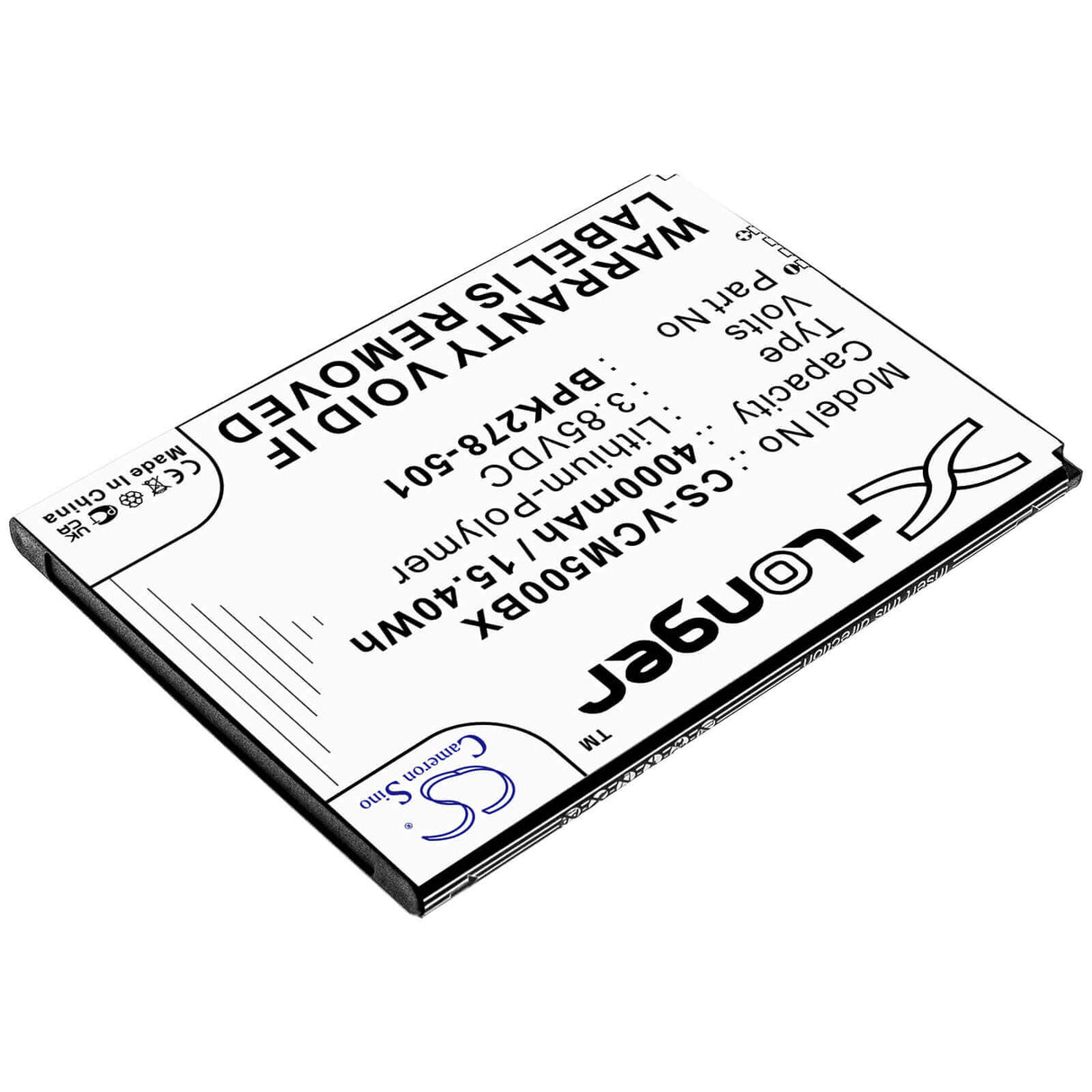 3.85V, Li-Polymer, 4000mAh, Payment Terminal battery fits Verifone, Bpk278-501, Cm5, 15.40Wh Payment Terminal Cameron Sino Technology Limited