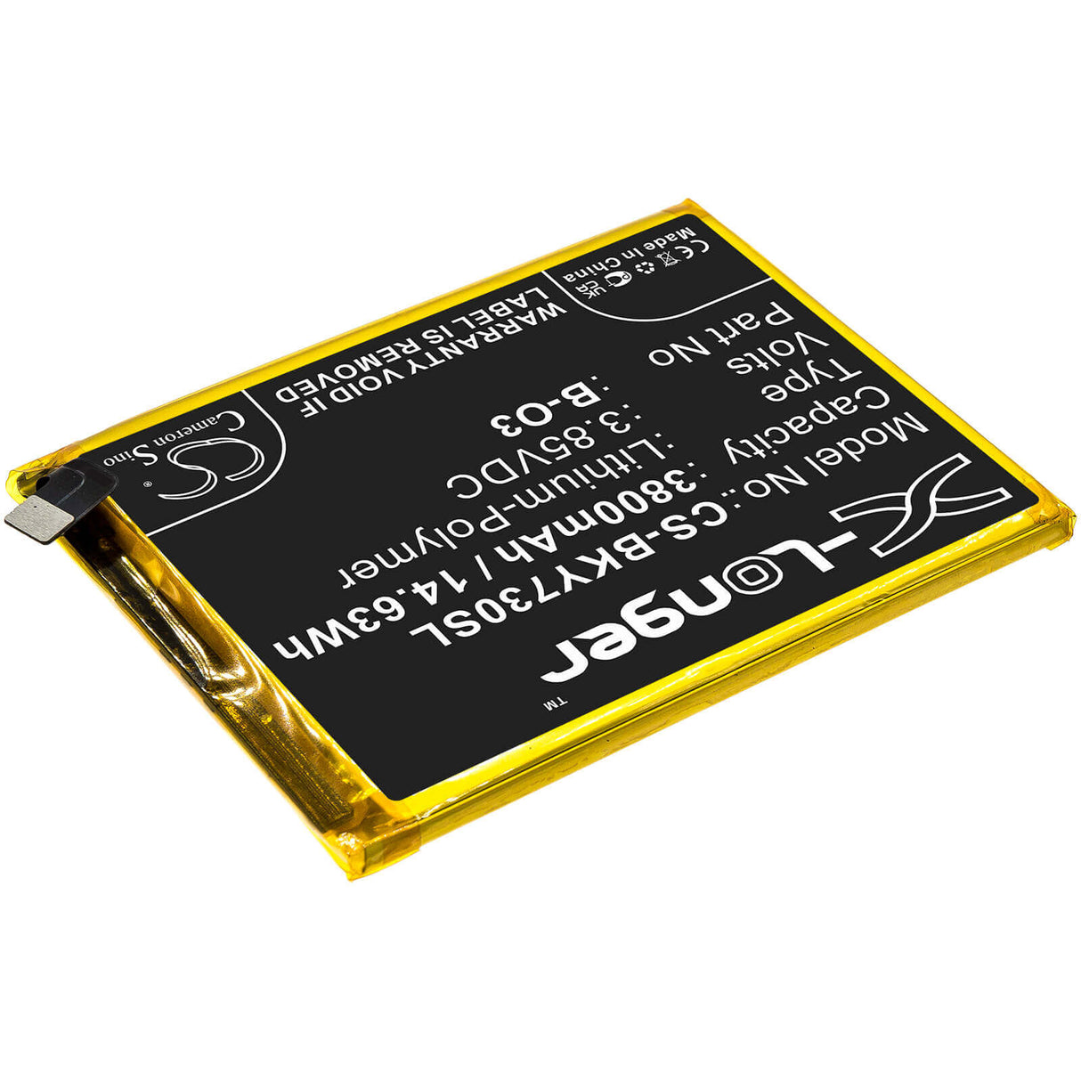 3.85V, Li-Polymer, 3800mAh, SmartPhone battery fits Vivo, B-o3, S7e, S7e 5g 2020, 14.63Wh Mobile, SmartPhone Cameron Sino Technology Limited (Smartphone)