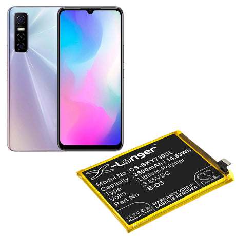 3.85V, Li-Polymer, 3800mAh, SmartPhone battery fits Vivo, B-o3, S7e, S7e 5g 2020, 14.63Wh Mobile, SmartPhone Cameron Sino Technology Limited (Smartphone)