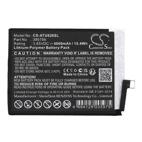 3.85V, Li-Polymer, 4000mAh, SmartPhone battery fits At&t, 386786, Maestro 3, Motivate Max, 15.4Wh Mobile, SmartPhone Cameron Sino Technology Limited (Smartphone)